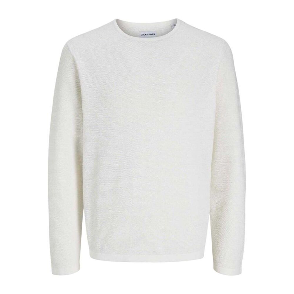 Jack And Jones Mens Flat Knit Crew Neck Pullover / Cloud Dancer